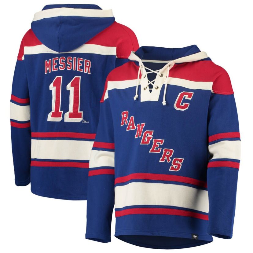 NHL Mark Messier New York Rangers Retired Player Name & Number Lacer Pullover Hoodie