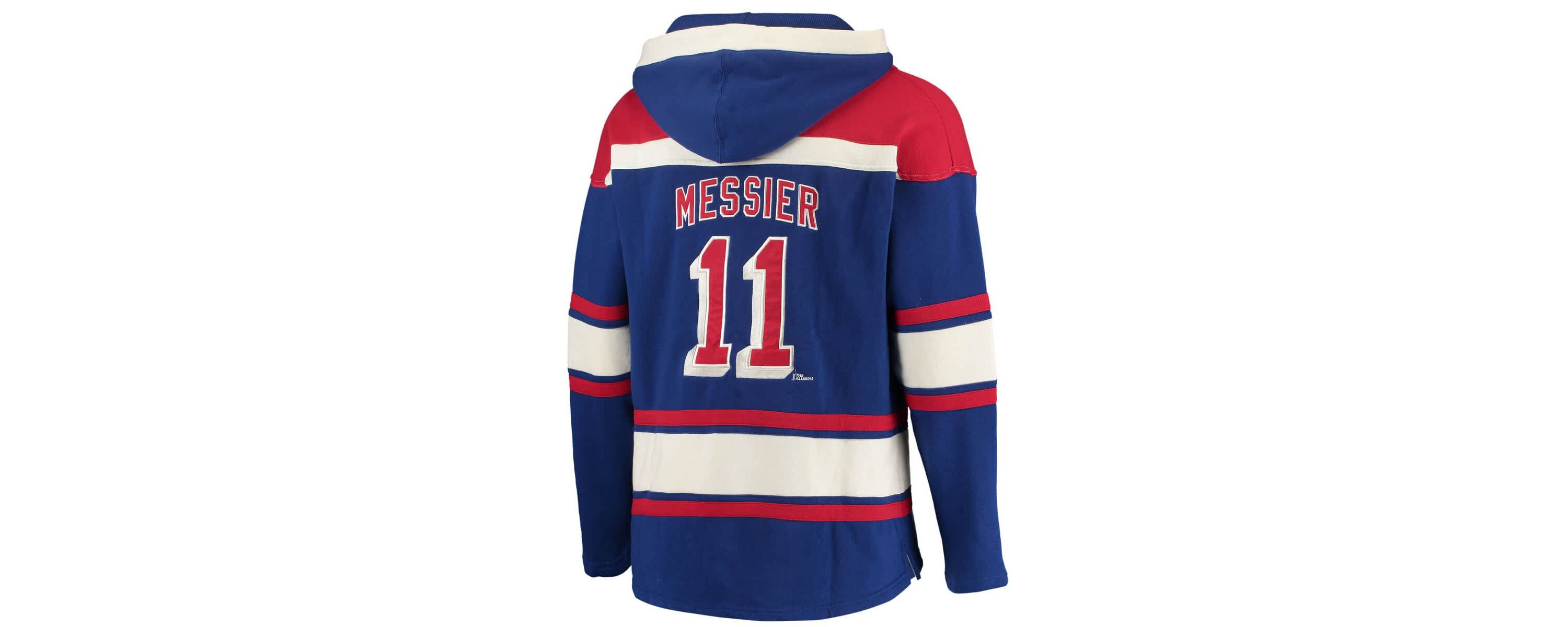NHL Mark Messier New York Rangers Retired Player Name & Number Lacer Pullover Hoodie