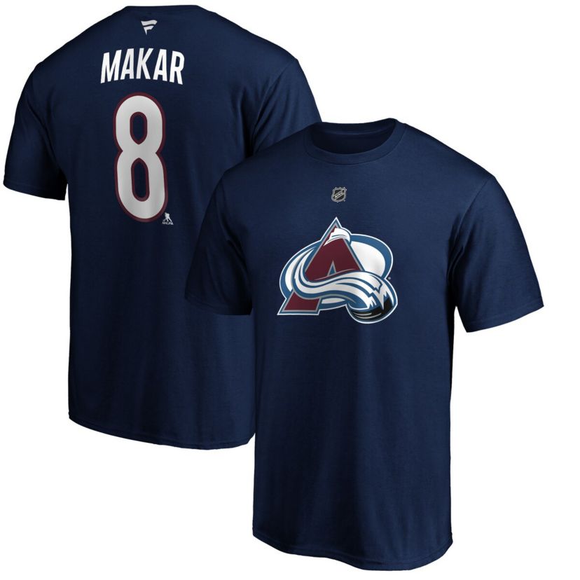 NHL Fanatics Cale Makar Colorado Avalanche Authentic Stack Name & Number Team T-Shirt