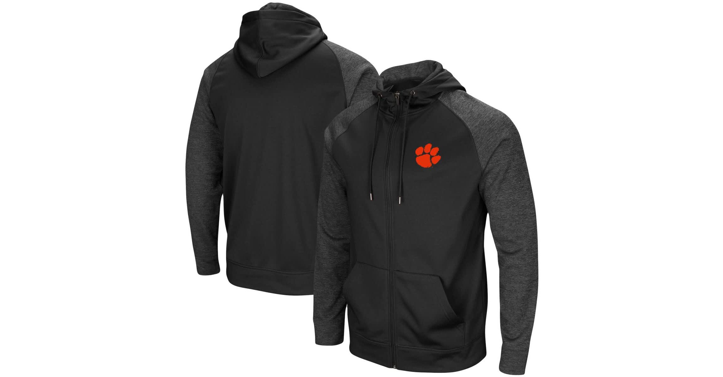 NCAA Clemson Tigers Big & Tall Blackout Raglan Full-Zip Hoodie