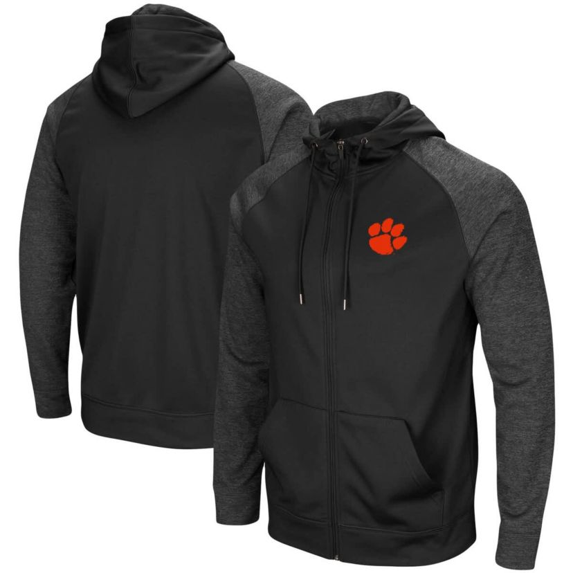 NCAA Clemson Tigers Big & Tall Blackout Raglan Full-Zip Hoodie