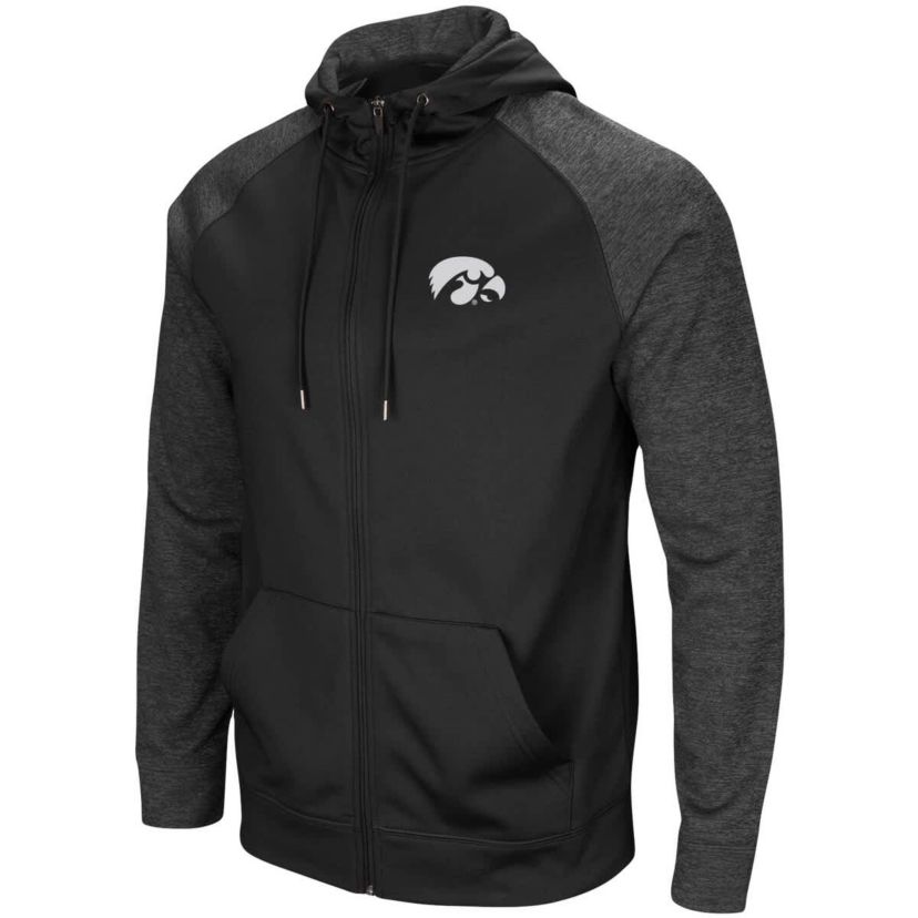 NCAA Iowa Hawkeyes Big & Tall Blackout Raglan Full-Zip Hoodie