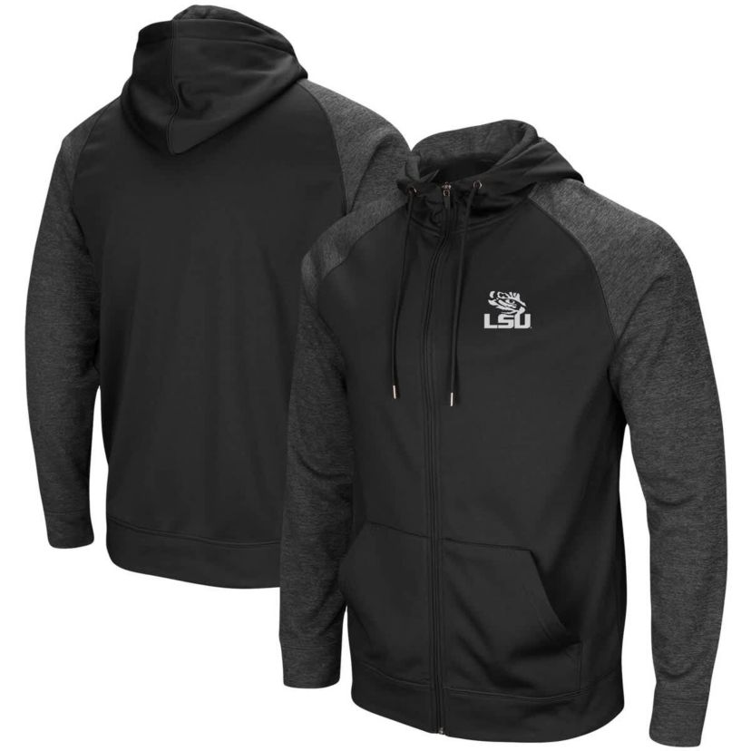 NCAA LSU Tigers Big & Tall Blackout Raglan Full-Zip Hoodie