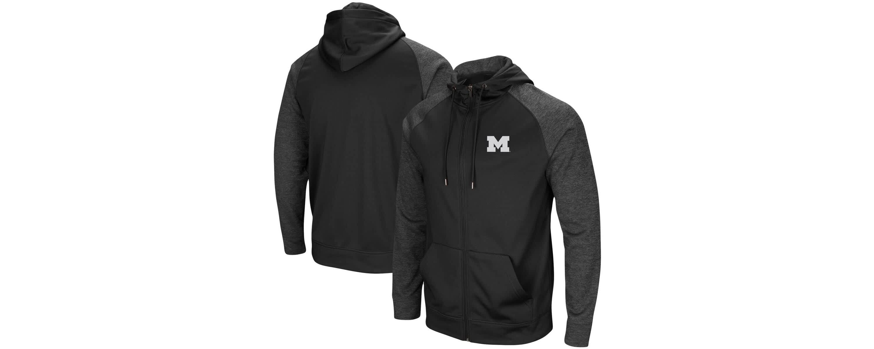 NCAA Michigan Wolverines Big & Tall Blackout Raglan Full-Zip Hoodie
