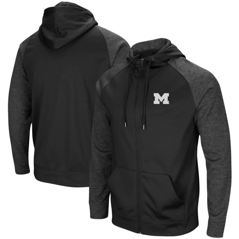NCAA Michigan Wolverines Big & Tall Blackout Raglan Full-Zip Hoodie