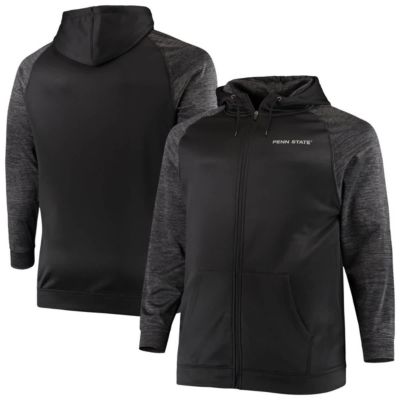 Colosseum Men's NCAA Penn State Nittany Lions Big & Tall Blackout Raglan Full-Zip Hoodie, Black, 3XL Tall