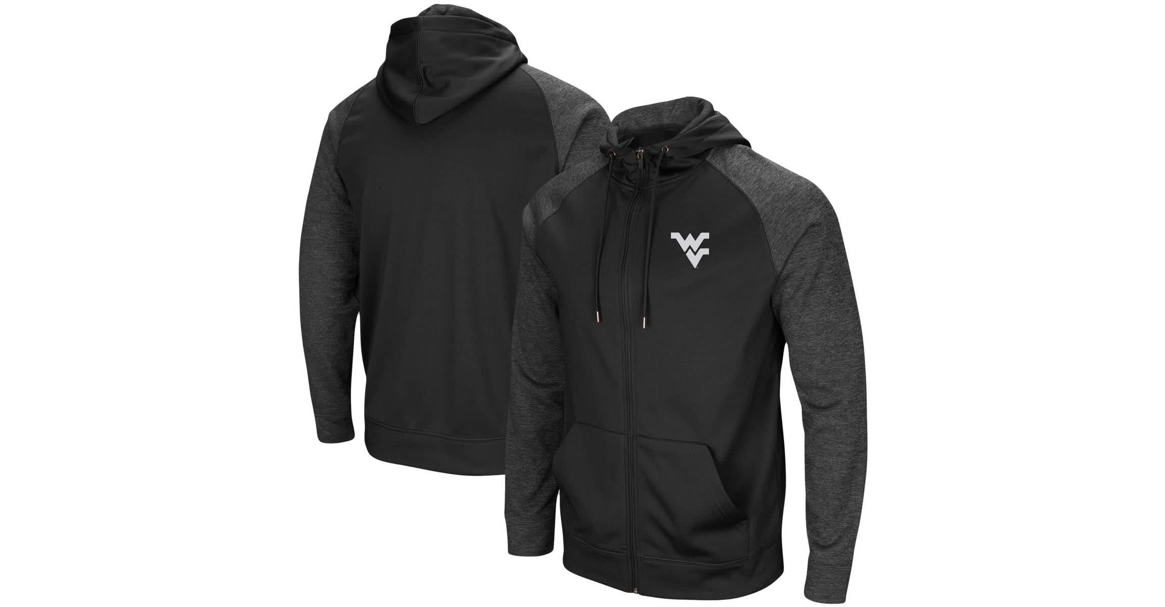 NCAA West Virginia Mountaineers Big & Tall Blackout Raglan Full-Zip Hoodie