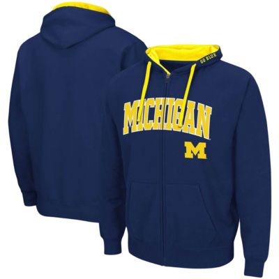 Colosseum Men's NCAA Michigan Wolverines Big & Tall Full-Zip Hoodie, Navy Blue, 2XL Big