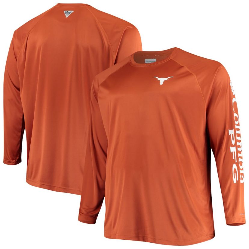 NCAA Texas Texas Longhorns Big & Tall Terminal Tackle Long Sleeve Omni-Shade Raglan T-Shirt