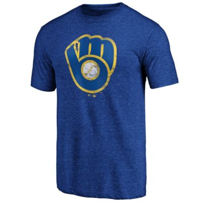 MLB Fanatics ed Milwaukee Brewers Weathered Official Logo Tri-Blend T-Shirt