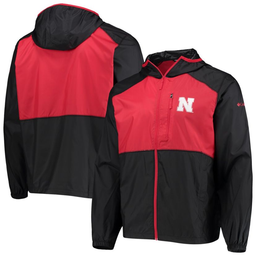 NCAA Black/Scarlet Nebraska Huskers Flash Forward Hoodie Full-Zip Lightweight Windbreaker