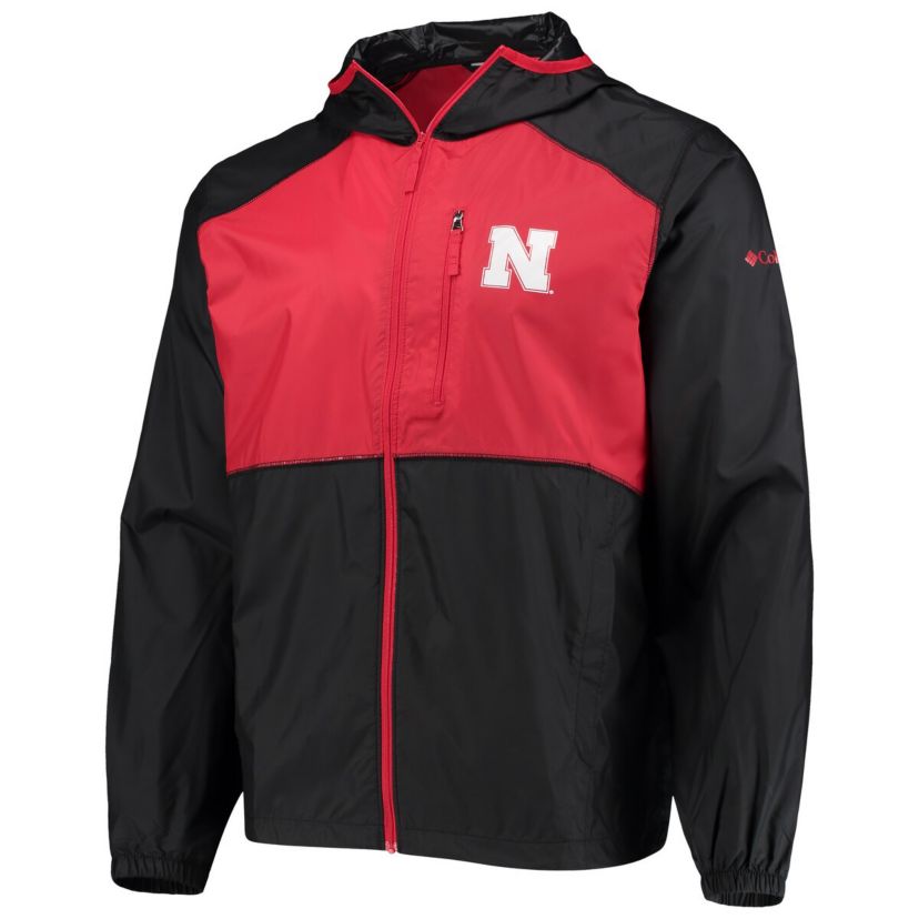 NCAA Black/Scarlet Nebraska Huskers Flash Forward Hoodie Full-Zip Lightweight Windbreaker