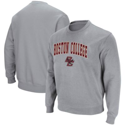 Colosseum Men's Boston College Eagles NCAA ed Boston NCAA Eagles Arch & Logo Tackle Twill Pullover Sweatshirt, Gray, 3XL