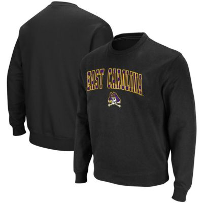 Colosseum Men's East Carolina Pirates NCAA ECU Pirates Arch & Logo Tackle Twill Pullover Sweatshirt, Black, Small