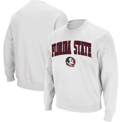Colosseum Men's NCAA Florida State Seminoles Arch & Logo Tackle Twill Pullover Sweatshirt, White, 2XL