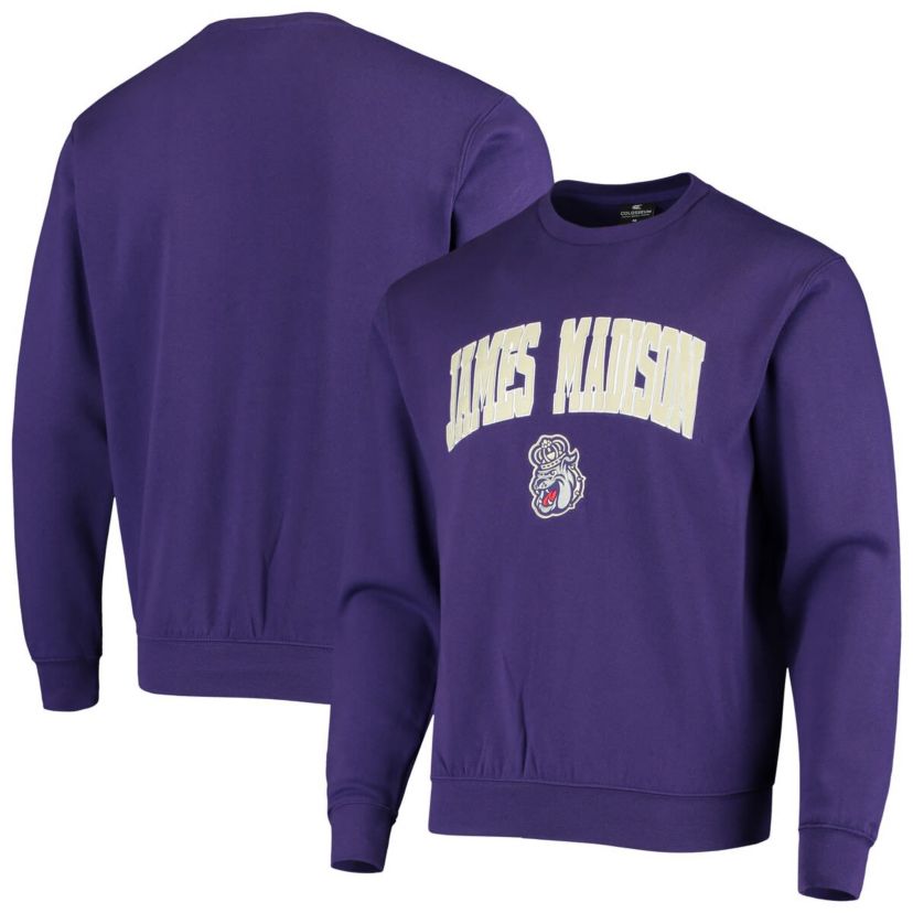 NCAA James Madison Dukes Arch & Logo Tackle Twill Pullover Sweatshirt
