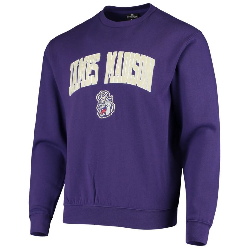 NCAA James Madison Dukes Arch & Logo Tackle Twill Pullover Sweatshirt