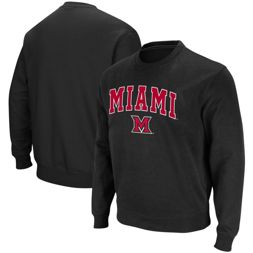 Miami (OH) RedHawks NCAA Miami University RedHawks Arch & Logo Tackle Twill Pullover Sweatshirt
