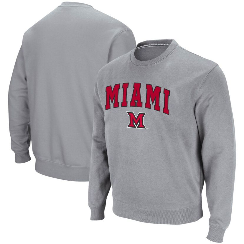 Miami (OH) RedHawks NCAA ed Miami University RedHawks Arch & Logo Tackle Twill Pullover Sweatshirt