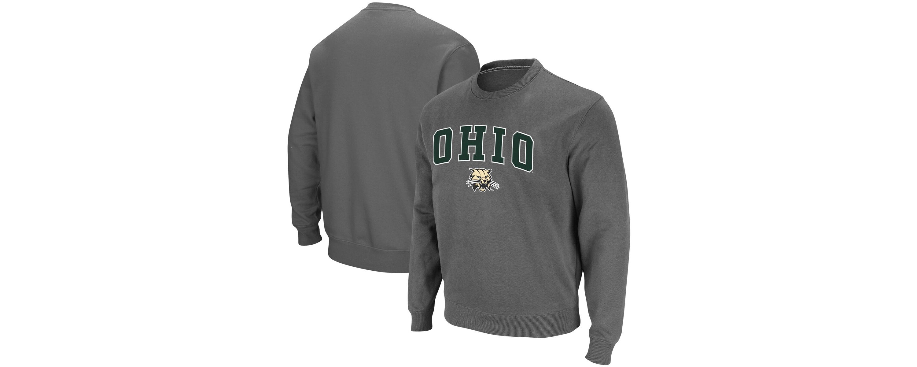 NCAA Ohio Bobcats Arch & Logo Tackle Twill Pullover Sweatshirt