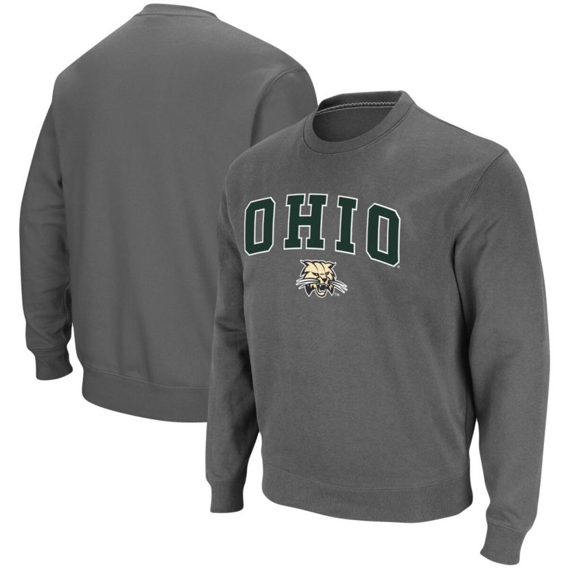 NCAA Ohio Bobcats Arch & Logo Tackle Twill Pullover Sweatshirt
