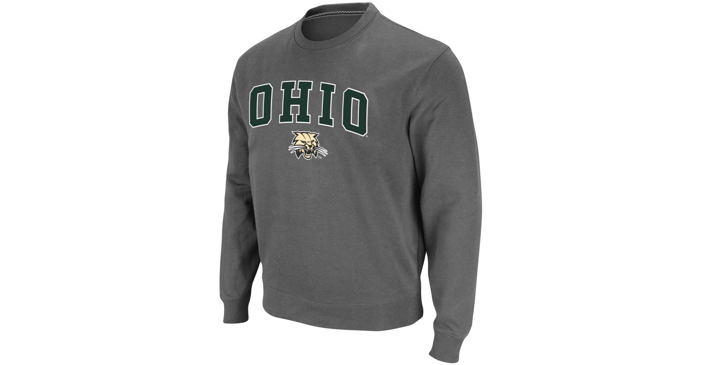 NCAA Ohio Bobcats Arch & Logo Tackle Twill Pullover Sweatshirt