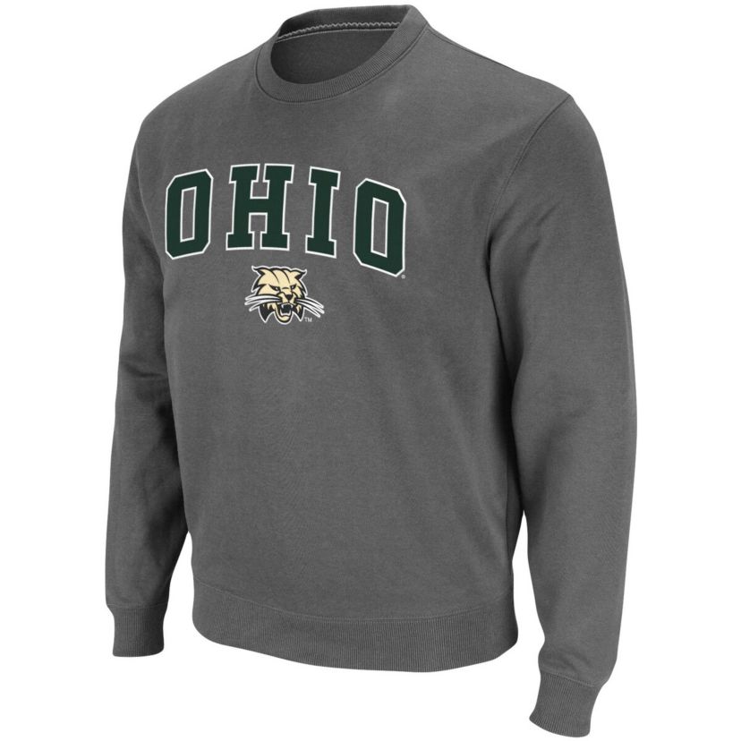 NCAA Ohio Bobcats Arch & Logo Tackle Twill Pullover Sweatshirt