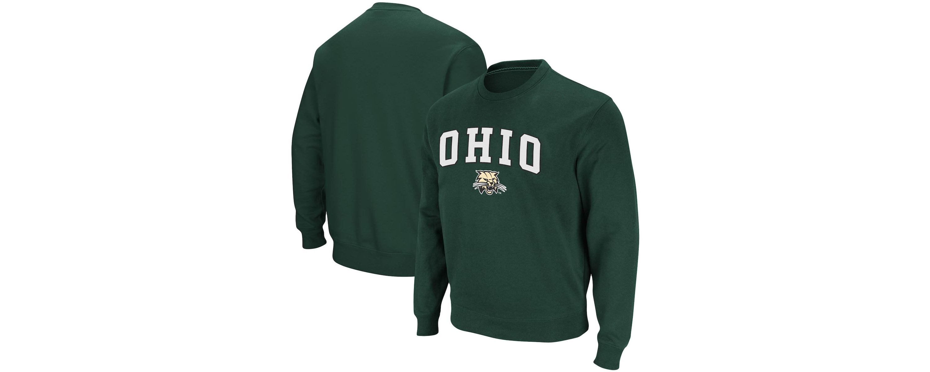 NCAA Ohio Bobcats Arch & Logo Tackle Twill Pullover Sweatshirt