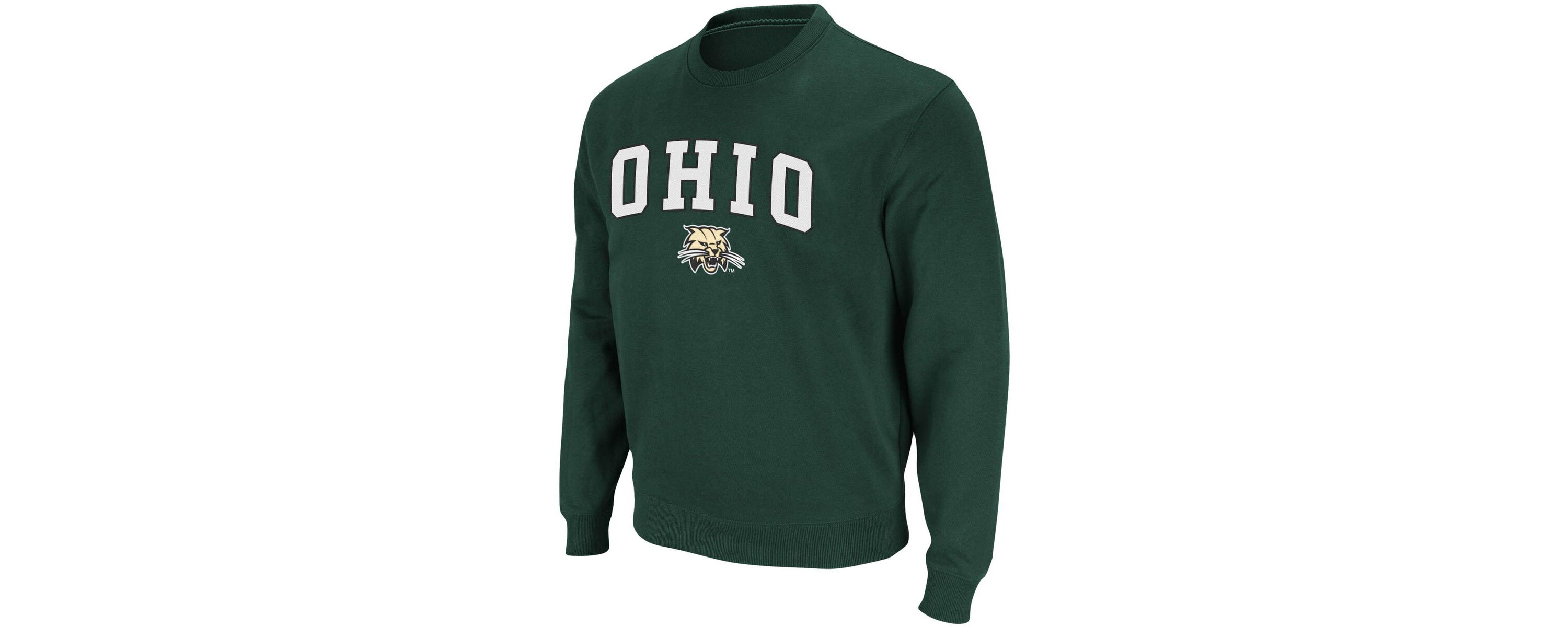 NCAA Ohio Bobcats Arch & Logo Tackle Twill Pullover Sweatshirt