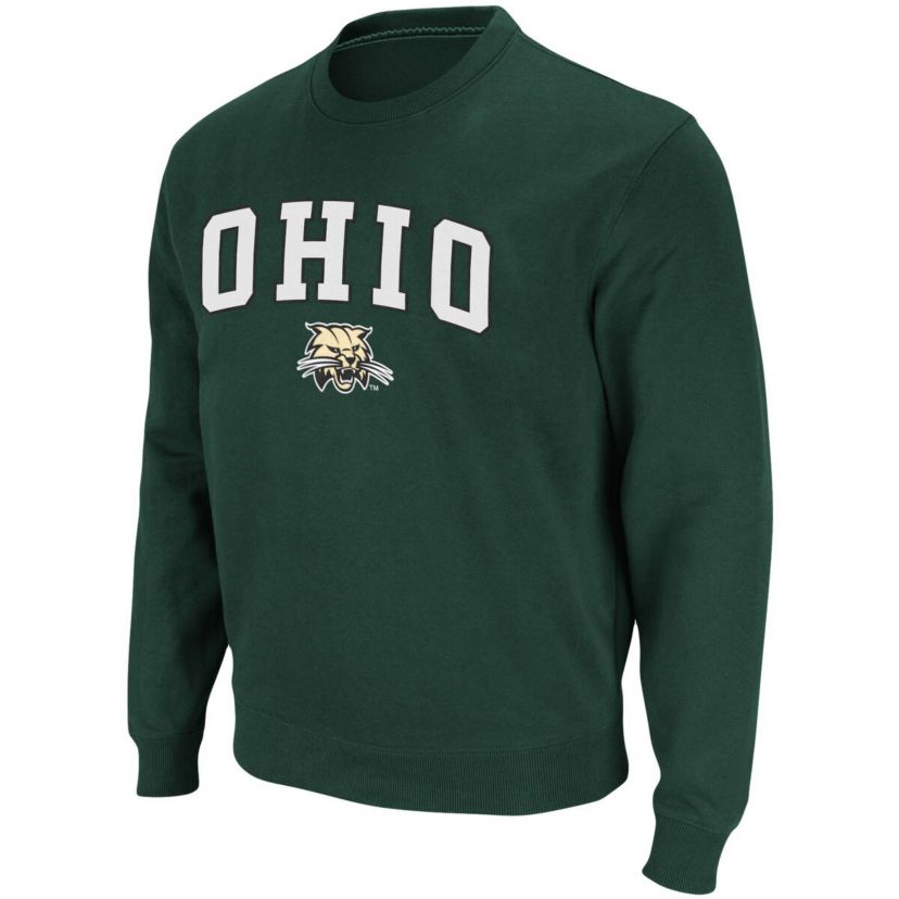 NCAA Ohio Bobcats Arch & Logo Tackle Twill Pullover Sweatshirt