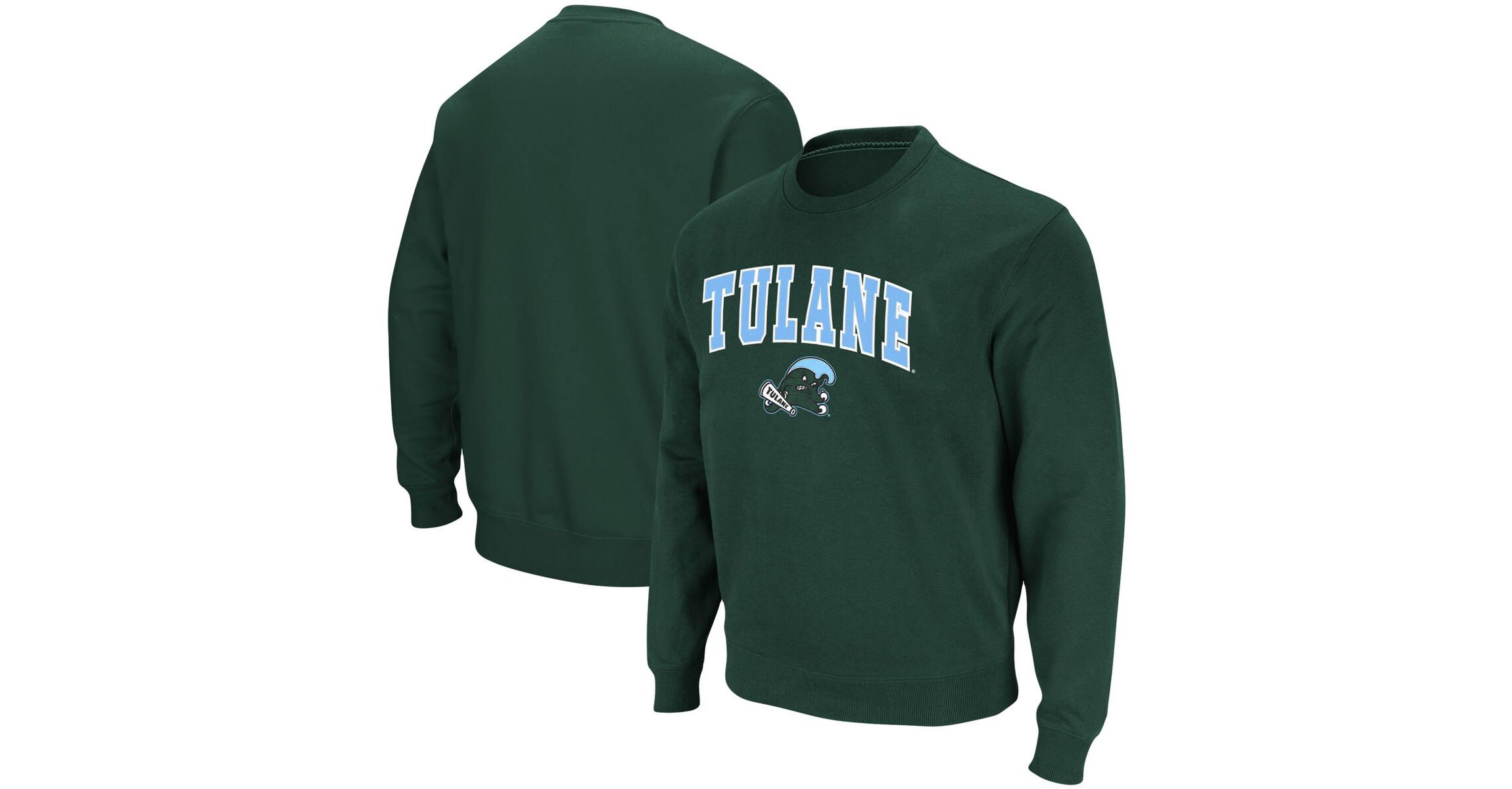 Tulane Green Wave NCAA Tulane Wave Arch & Logo Tackle Twill Pullover Sweatshirt