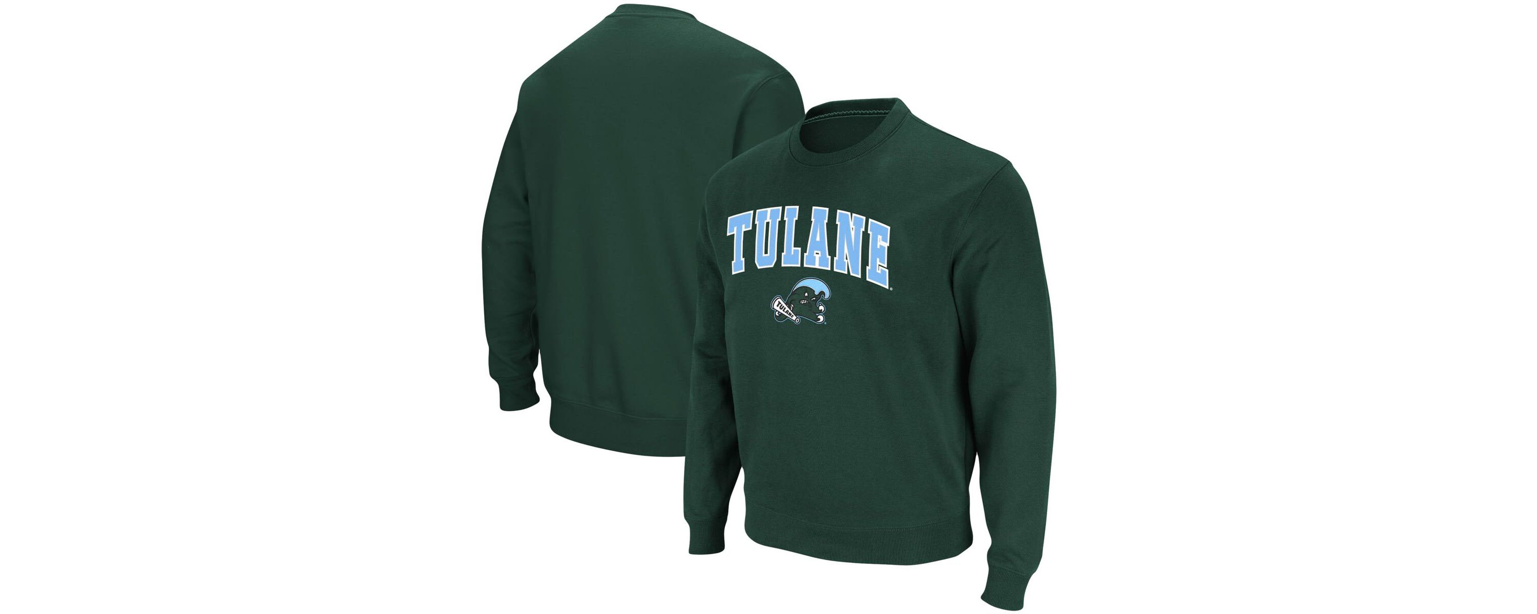 Tulane Green Wave NCAA Tulane Wave Arch & Logo Tackle Twill Pullover Sweatshirt