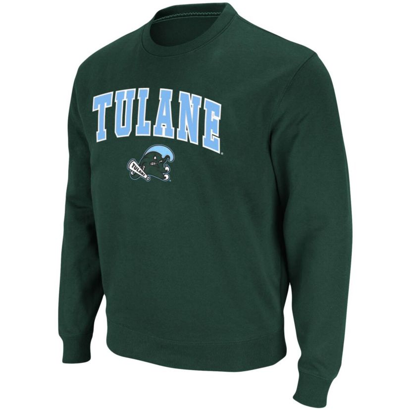 Tulane Green Wave NCAA Tulane Wave Arch & Logo Tackle Twill Pullover Sweatshirt