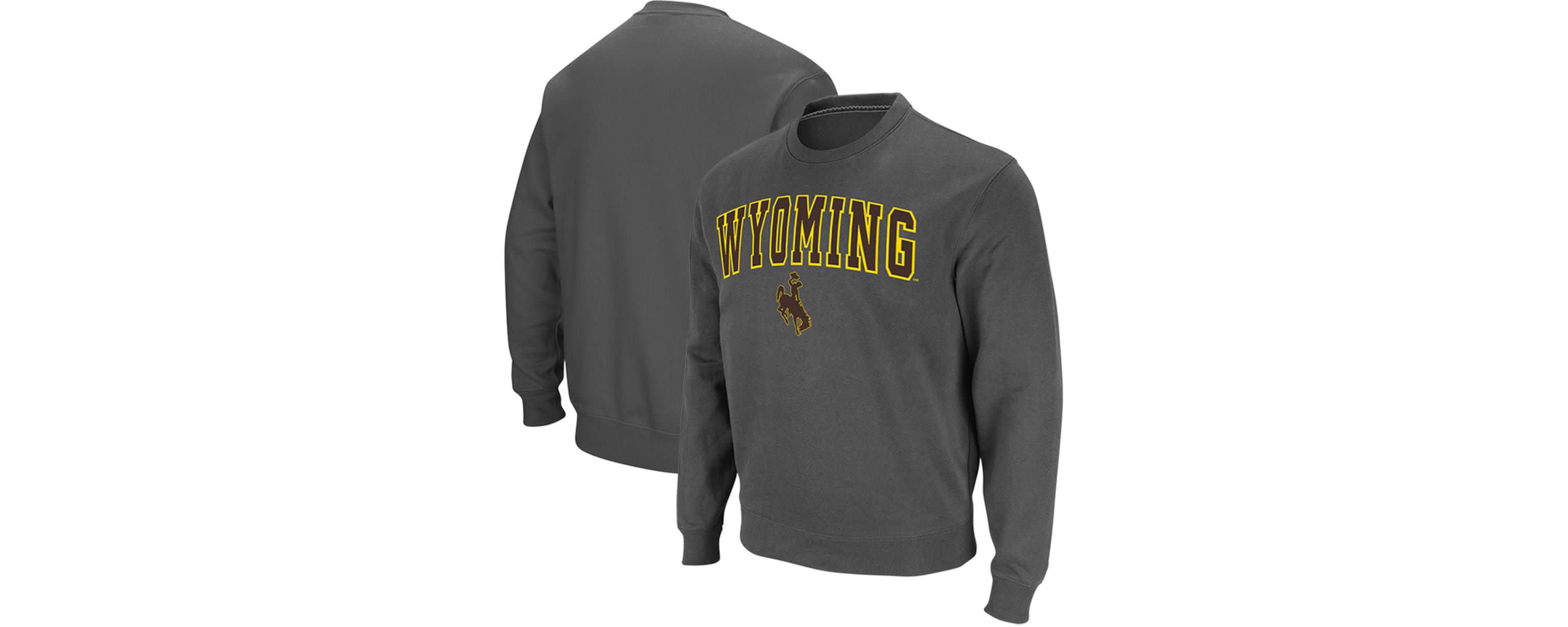 NCAA Wyoming Cowboys Arch & Logo Tackle Twill Pullover Sweatshirt