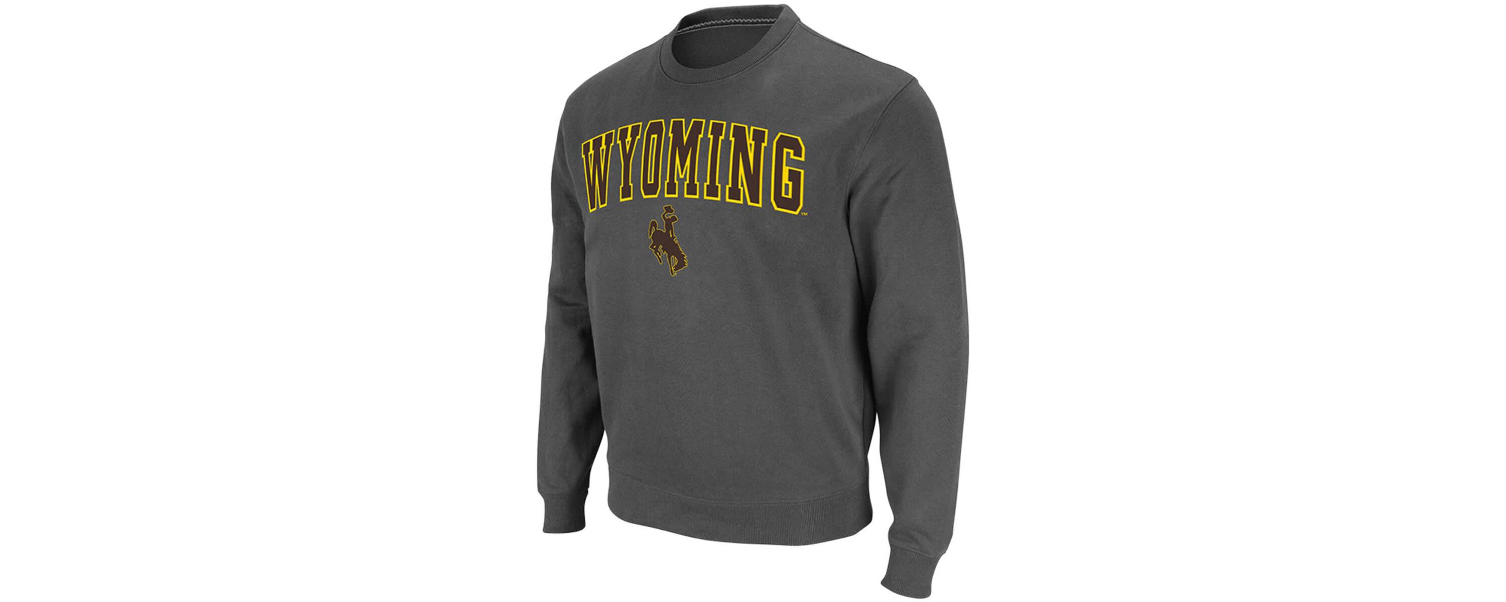 NCAA Wyoming Cowboys Arch & Logo Tackle Twill Pullover Sweatshirt