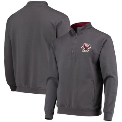 Colosseum Men's Boston College Eagles NCAA Boston NCAA Eagles Tortugas Logo Quarter-Zip Pullover Jacket, Grey, 2XL