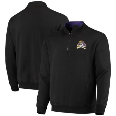 Colosseum Men's East Carolina Pirates NCAA ECU Pirates Tortugas Logo Quarter-Zip Jacket, Black, Small