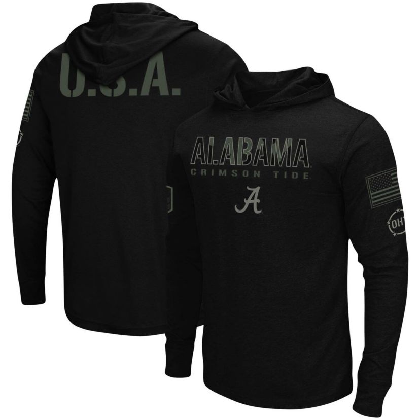 Alabama Crimson Tide NCAA Alabama Tide OHT Military Appreciation Hoodie Long Sleeve T-Shirt