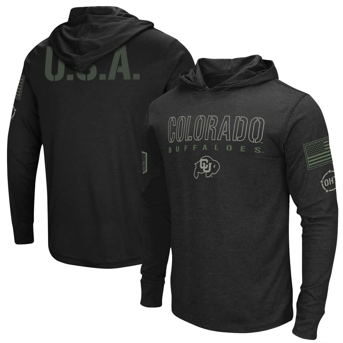 NCAA Colorado Buffaloes OHT Military Appreciation Hoodie Long Sleeve T-Shirt