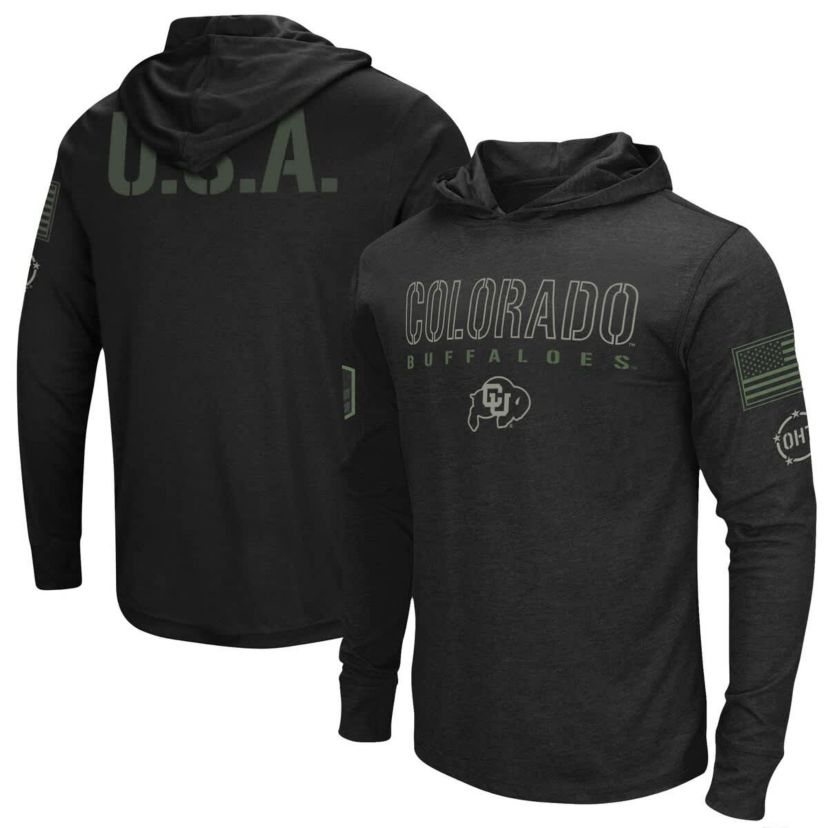 NCAA Colorado Buffaloes OHT Military Appreciation Hoodie Long Sleeve T-Shirt