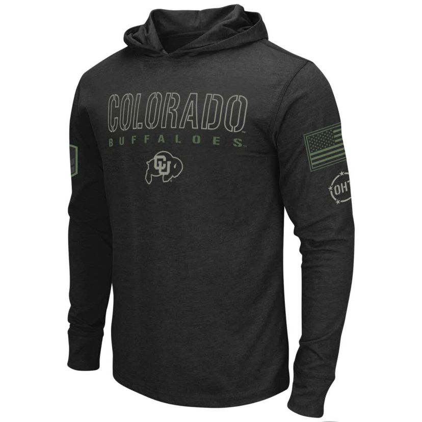 NCAA Colorado Buffaloes OHT Military Appreciation Hoodie Long Sleeve T-Shirt