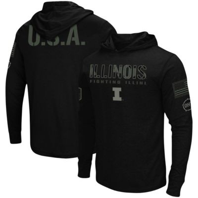 NCAA Illinois Fighting Illini OHT Military Appreciation Hoodie Long Sleeve T-Shirt