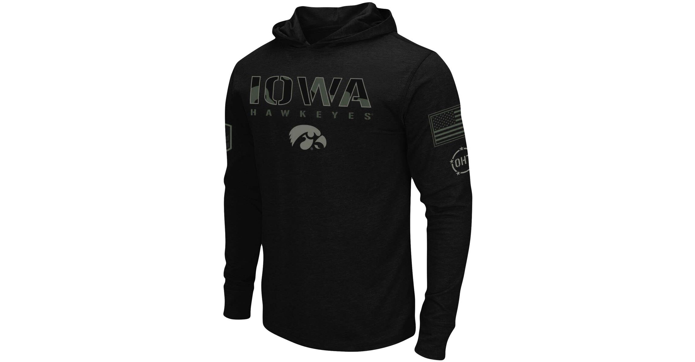 NCAA Iowa Hawkeyes OHT Military Appreciation Hoodie Long Sleeve T-Shirt