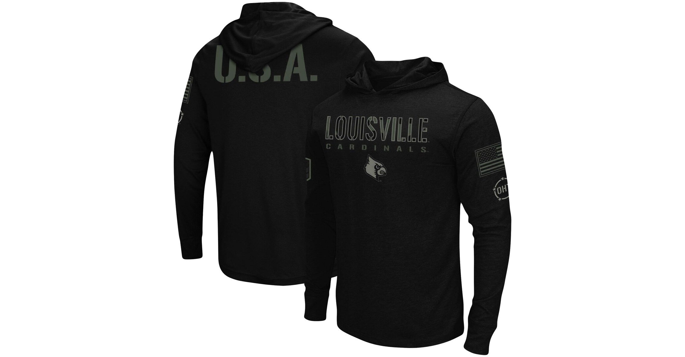 NCAA Louisville Cardinals OHT Military Appreciation Hoodie Long Sleeve T-Shirt