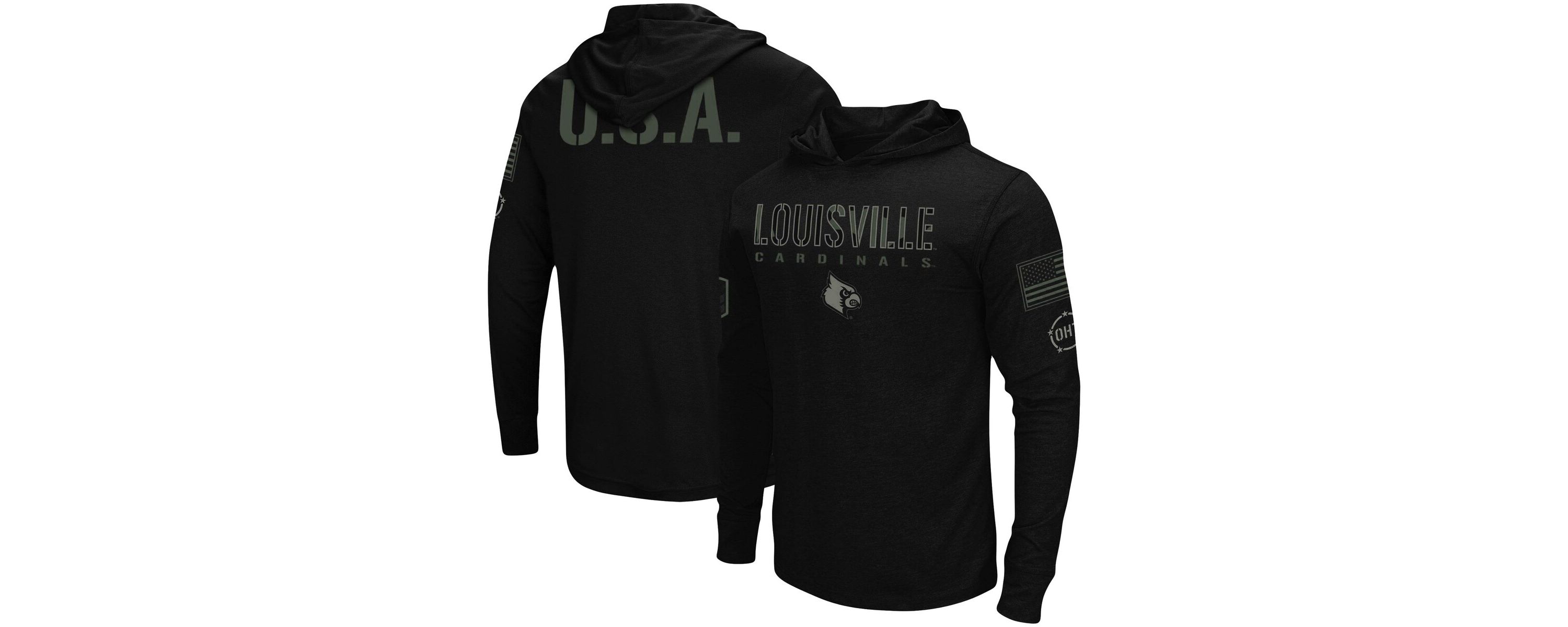 NCAA Louisville Cardinals OHT Military Appreciation Hoodie Long Sleeve T-Shirt