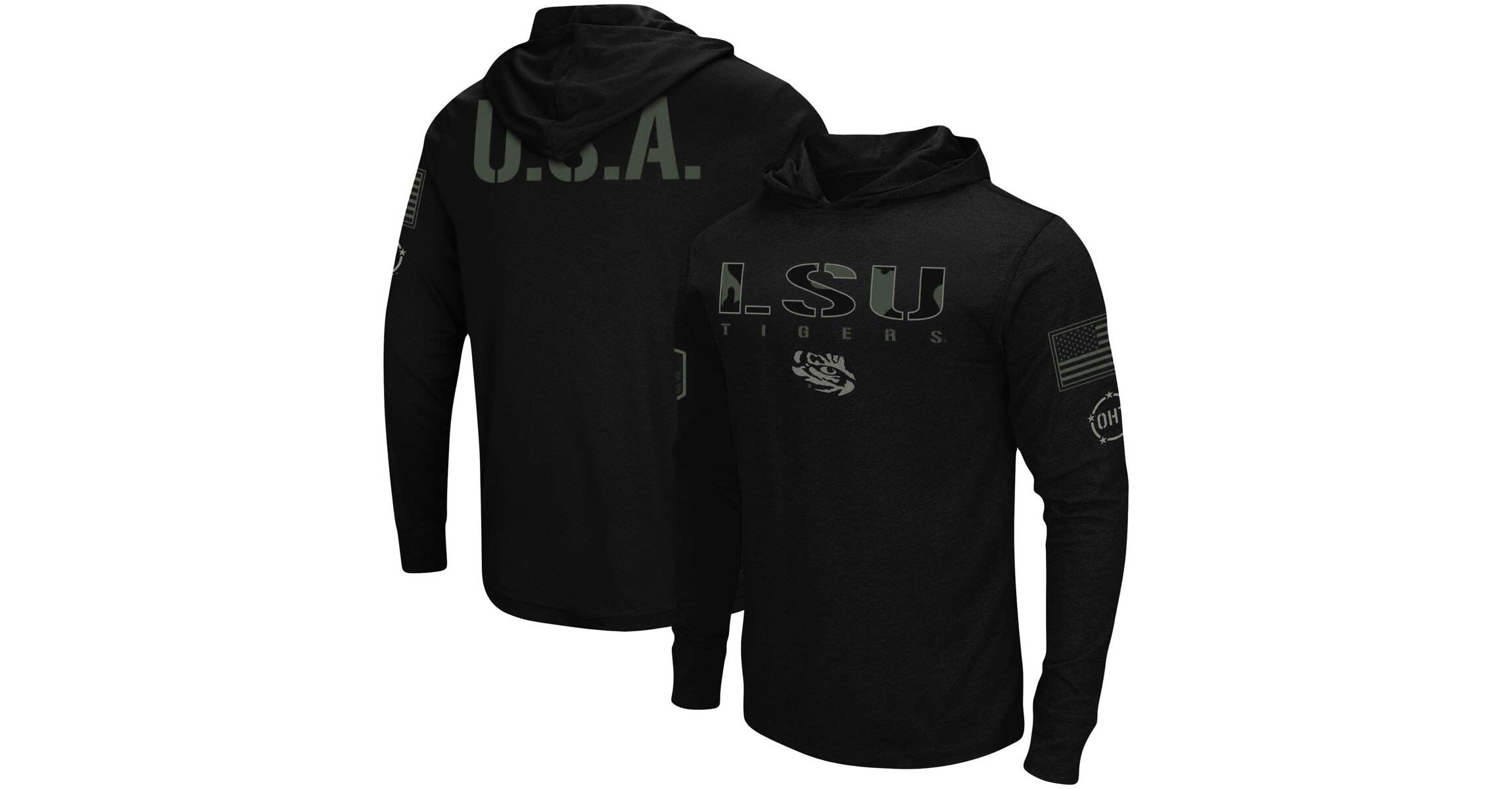 NCAA LSU Tigers OHT Military Appreciation Hoodie Long Sleeve T-Shirt