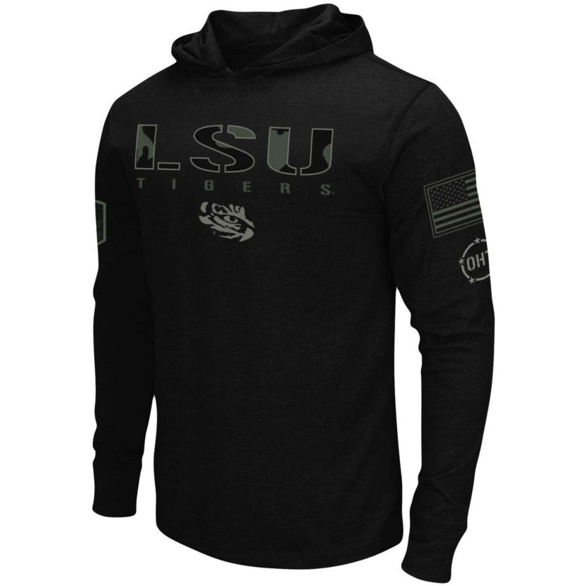 NCAA LSU Tigers OHT Military Appreciation Hoodie Long Sleeve T-Shirt