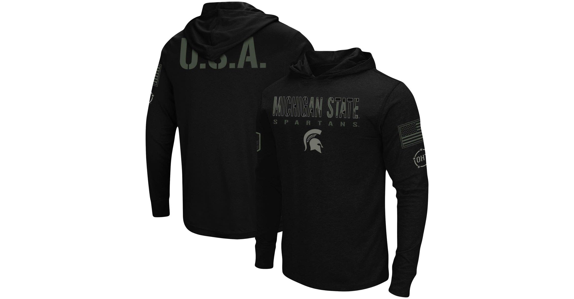 NCAA Michigan State Spartans OHT Military Appreciation Hoodie Long Sleeve T-Shirt