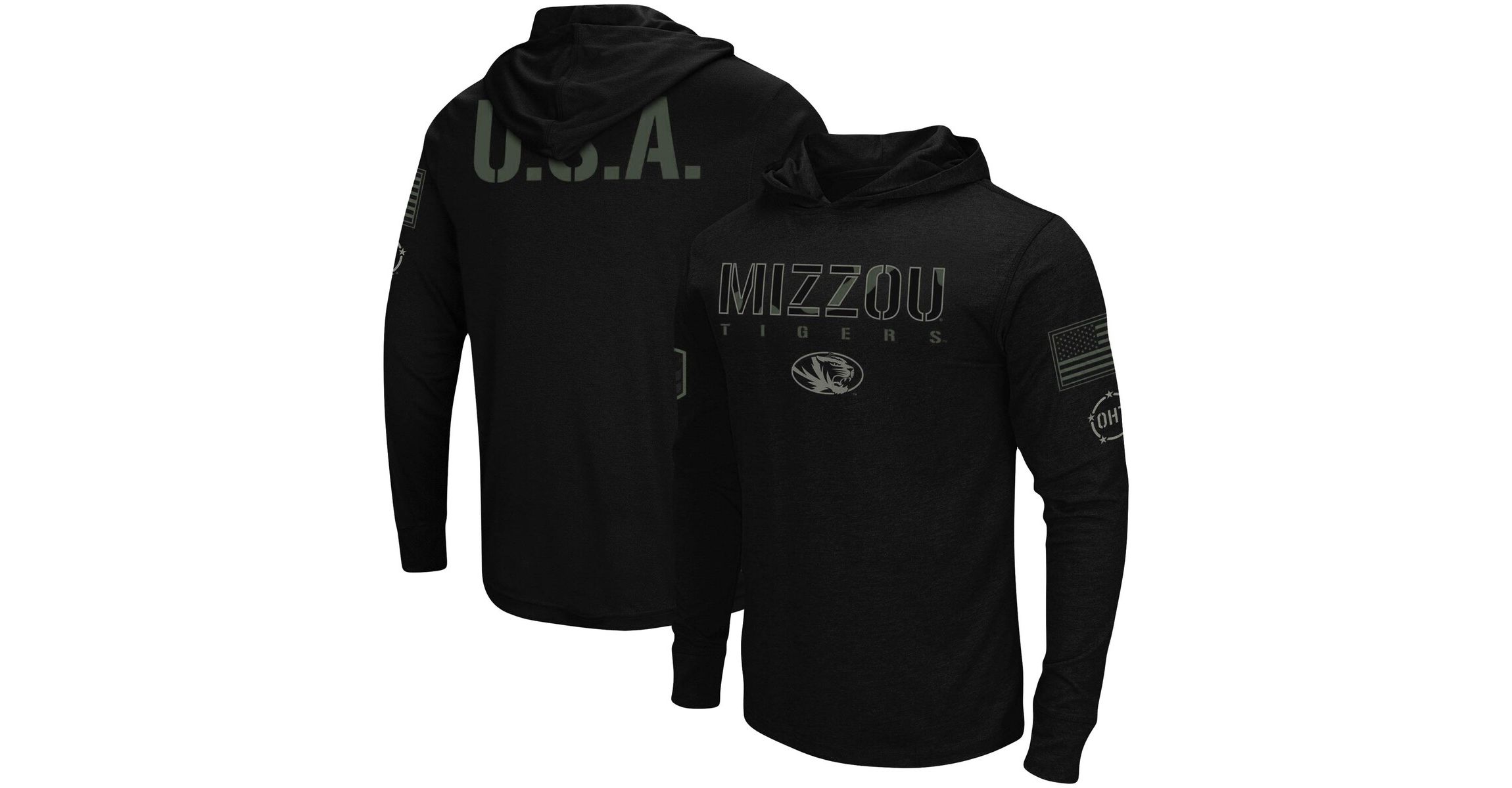 NCAA Missouri Tigers OHT Military Appreciation Hoodie Long Sleeve T-Shirt