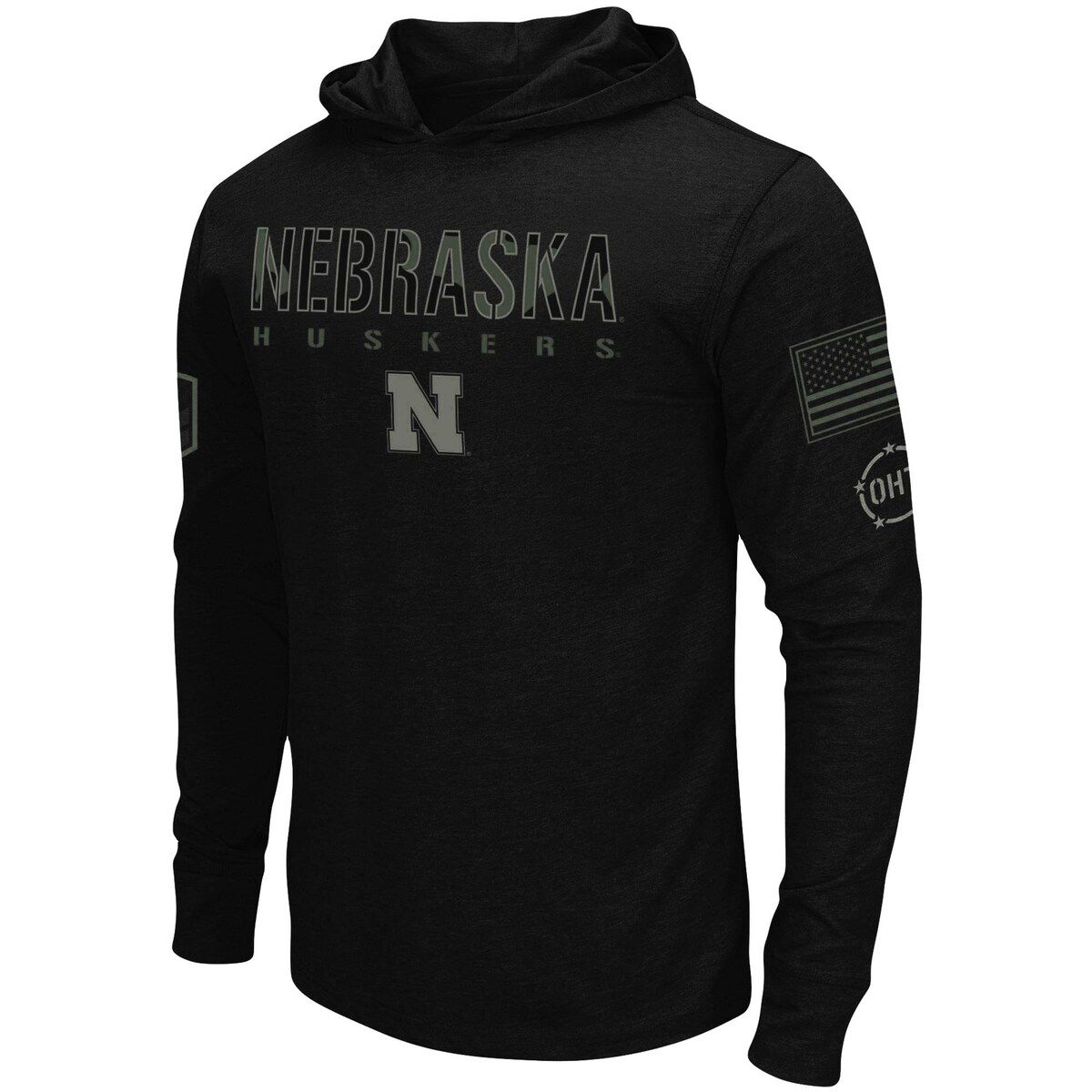 NCAA Nebraska Huskers OHT Military Appreciation Hoodie Long Sleeve T-Shirt
